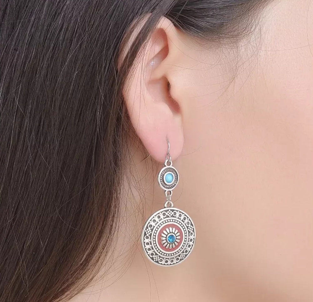 vintage Silver Plated Acrylic  Earrings